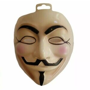 Warner Brothers V for Vendetta Mask Anonymous Fawkes Halloween Dress Up Plastic